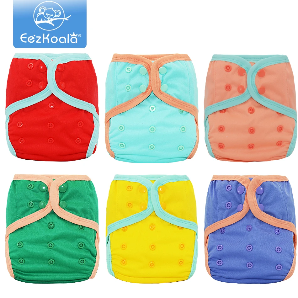 

EezKoala Fashion OS 2/4/6pcs/set Cloth Diaper Stretched Colorful Binding Baby Diaper Cover Eco-friendly Washable Flexible Cover