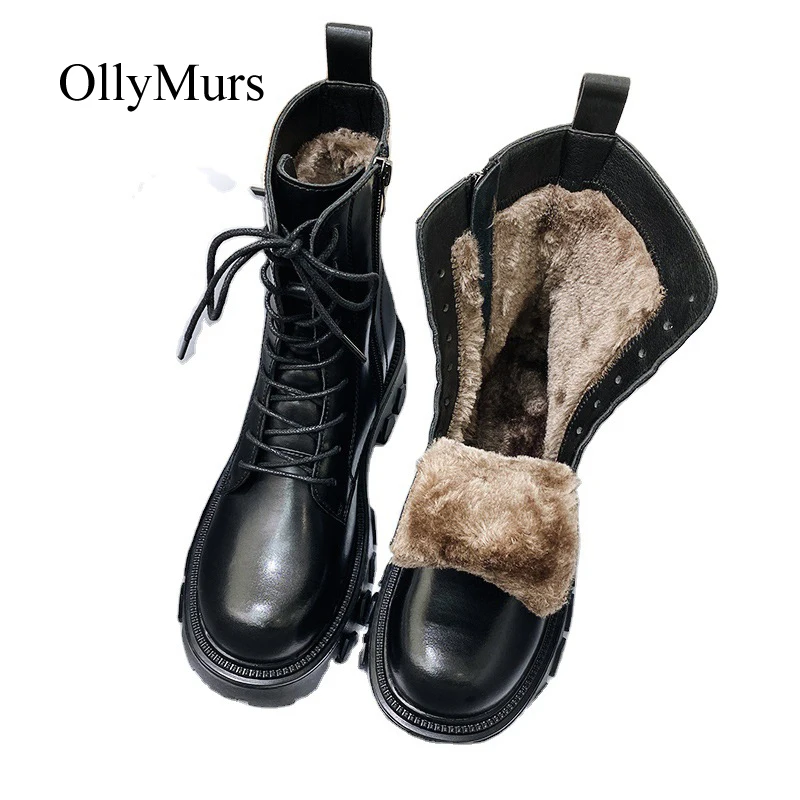 

botas mujer 2021 Winter New Ankle Shoes Women Snow Boots fur Fashion Brand Lady Warm footware Anke Boots Cross-tied Boots Plush