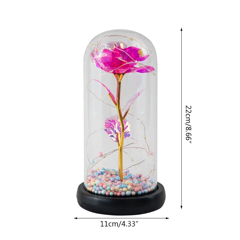 

Enchanted Eternal Rose Flower Dome Glass LED Night Light Lovers Valentine's Day Mother's Day Birthday Gift Decoration M6CE