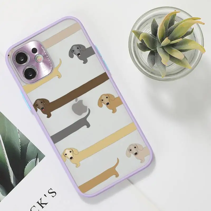 

Animal Dachshund Doberman dog Phone Case purple matte transparent For iPhone 7 8 x xs xr 11 12 pro plus max mini Clear Funda