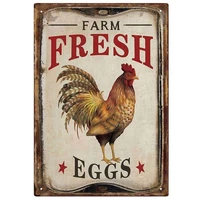 tin sign retro design farm fresh organic egg retro bar sign rural home decoration wall interior metal coffee art poster