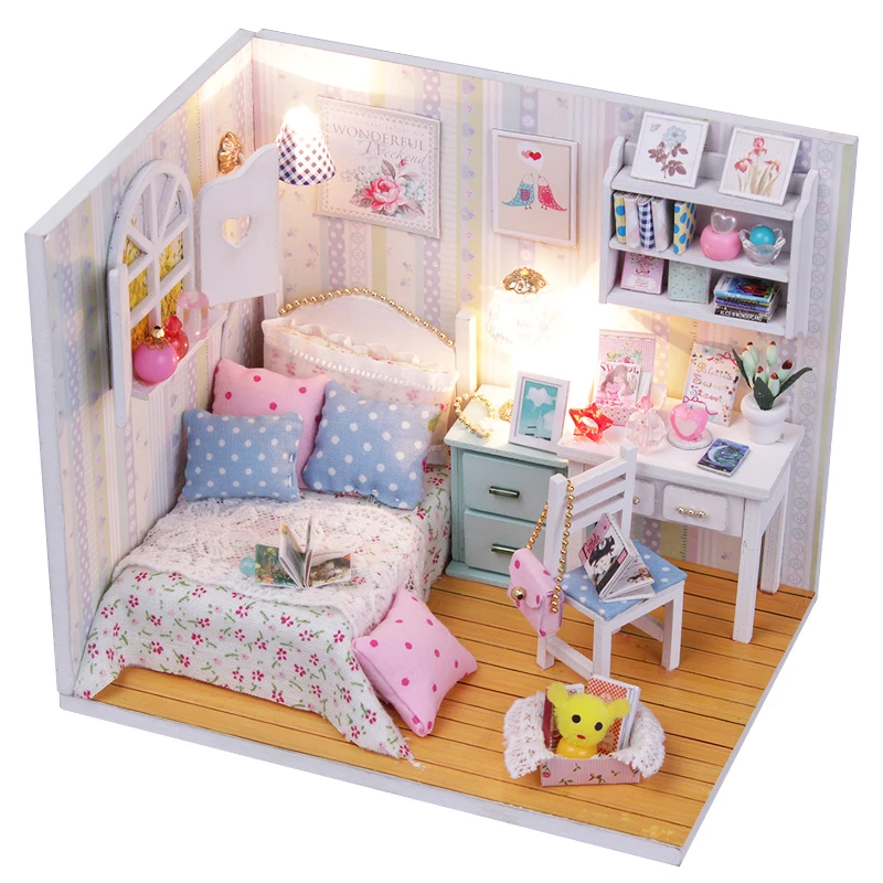 

DIY Dollhouse 3D Wooden Miniature Handmade Furnitures Doll House Model Building Toys Dollhouse For Children Birthday Gifts M2001