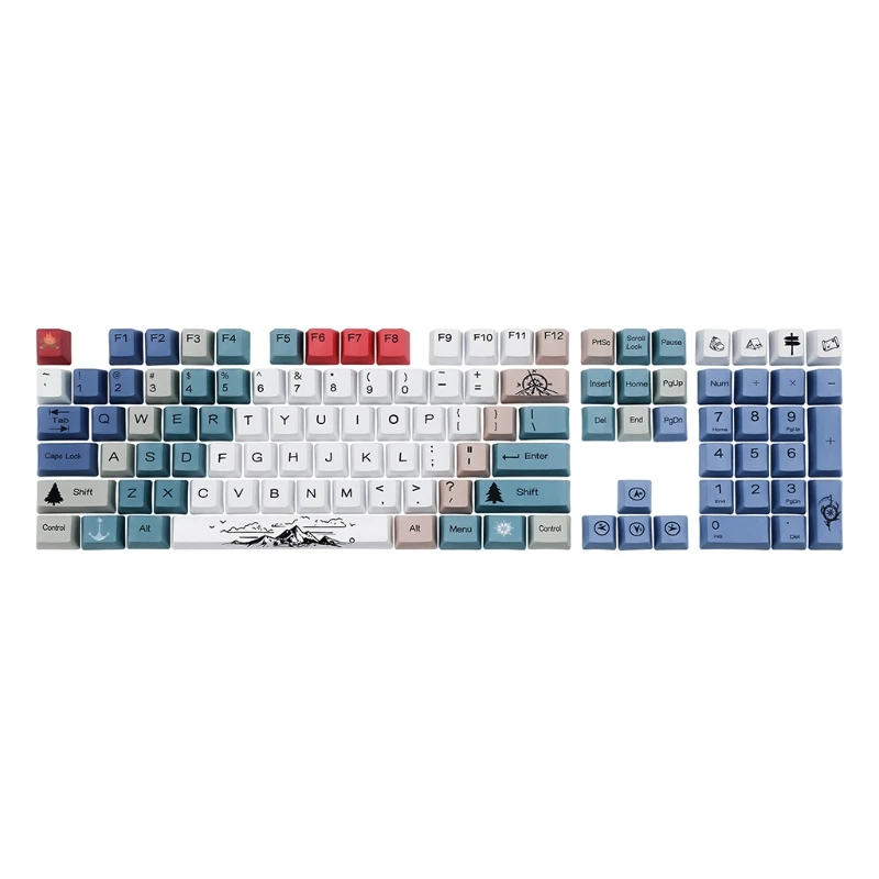 

Колпачки для клавиш 108 клавиш PBT OEM, колпачки для клавиш с сублимационной печатью, непрозрачные колпачки для механической клавиатуры со спут...
