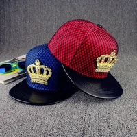 european and american crown metal logo hip hop hat street hipster net hat sunshade flat brim couple hat