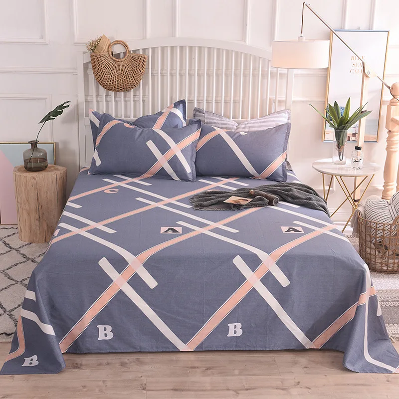 

Простыня из 100% хлопка с принтом для детей и взрослых, односпальная и двуспальная кровать, простыни с плоским верхом (без наволочки)