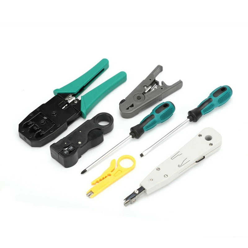 14Pcs/Set Computer Network Repair Tool Kit LAN Cable Tester Wire Cutter Screwdriver Pliers Crimping Maintenance Tool Set