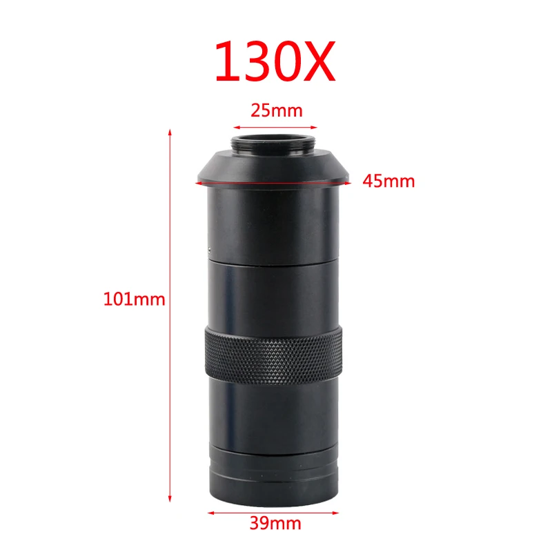 

8X - 130X Adjustable Zoom C mount Lens Glass Magnification Eyepiece For VGA HDMI USB CCD CMOS Industry Video Microscope Camera
