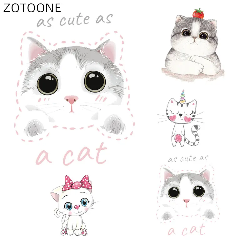 ZOTOONE симпатичные белые нашивки с котом наклейки для одежды термонаклейки DIY