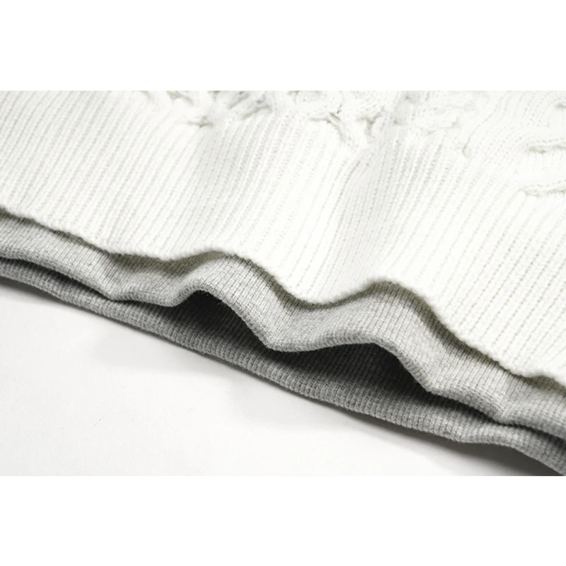 

Contrast Black Knitting Color Sweatshirt New Round Neck Long Sleeve Women Big Size Fashion Tide Autumn Winter 2021 1DD1826