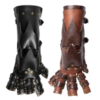 steampunk gothic gloves vintage leather half finger costume wrist arm warmer