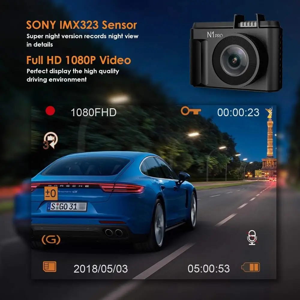 Видеорегистратор VANTRUE N1 Pro Dash Cam 1.5 &quotМини Автомобильный видеорегистратор Камера