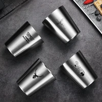 double walled 304 stainless steel beer mug cocktail juice coffee cup double bottom mug heat insulation anti scalding drinkware