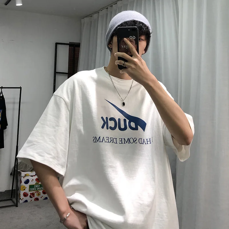 

2021 New Simple Short-sleeved Men's And Women's Trend Printing Loose Round Neck European And American Tops Oversized