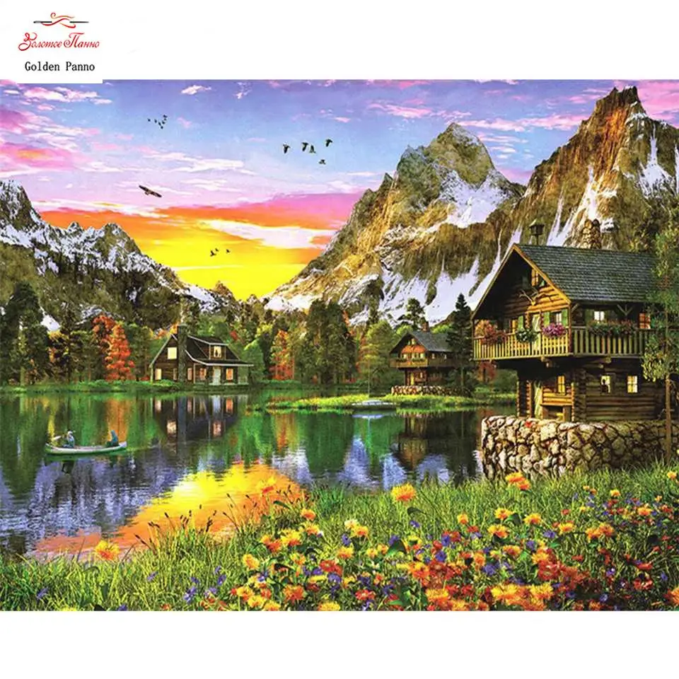 2020 Village Diamond Painting Scenery Picture Of Rhinestone Full Square Diamond Mosaic Cross Stitch Kit Handmade Wall Decor
