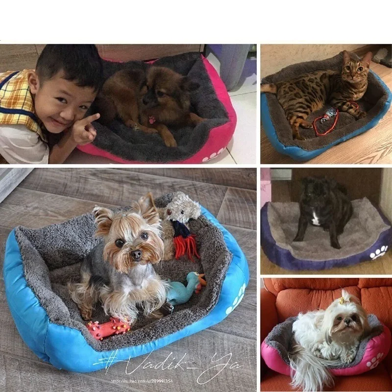 Многоцветная кровать для собаки кошки Спящая мягкая подушка щенка зимний теплый