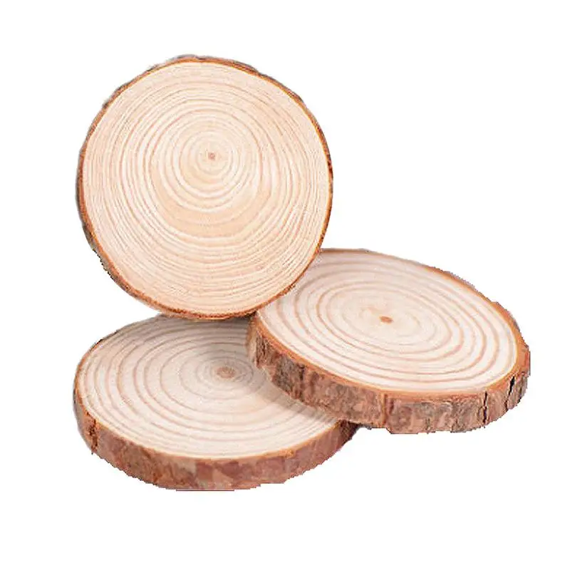 

60/100Pcs 0.5cm Thickness Pine Wood Slices Unfinished Natural Round Wood Slices Circles with Tree Bark Log Discs for DIY Crafts