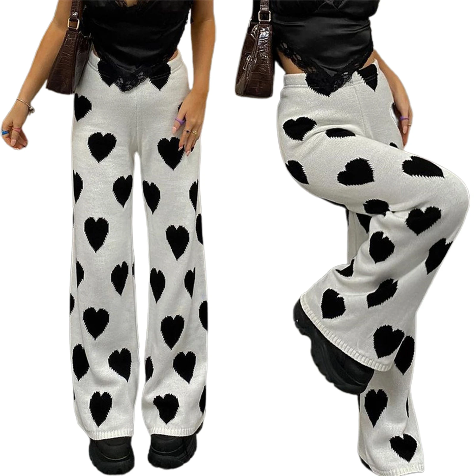 

Women Fashion High Waist Heart Print Pants Ladies Stylish Pants for Shopping Daily Wear
