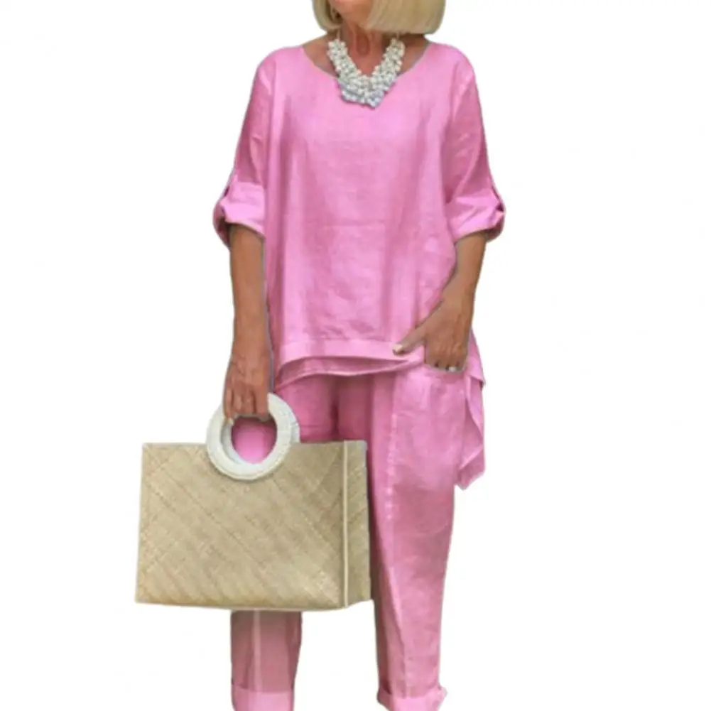 

2021 Autumn Casual Solid Loose Two Piece Women Sets Elegant Round Neck Long Sleeve And Long Pant Suits Female Homewear Outfits