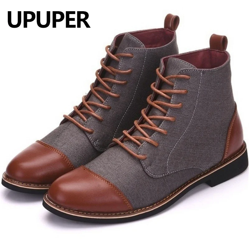 UPUPER/модные мужские ботинки в британском стиле мужская обувь на шнуровке с
