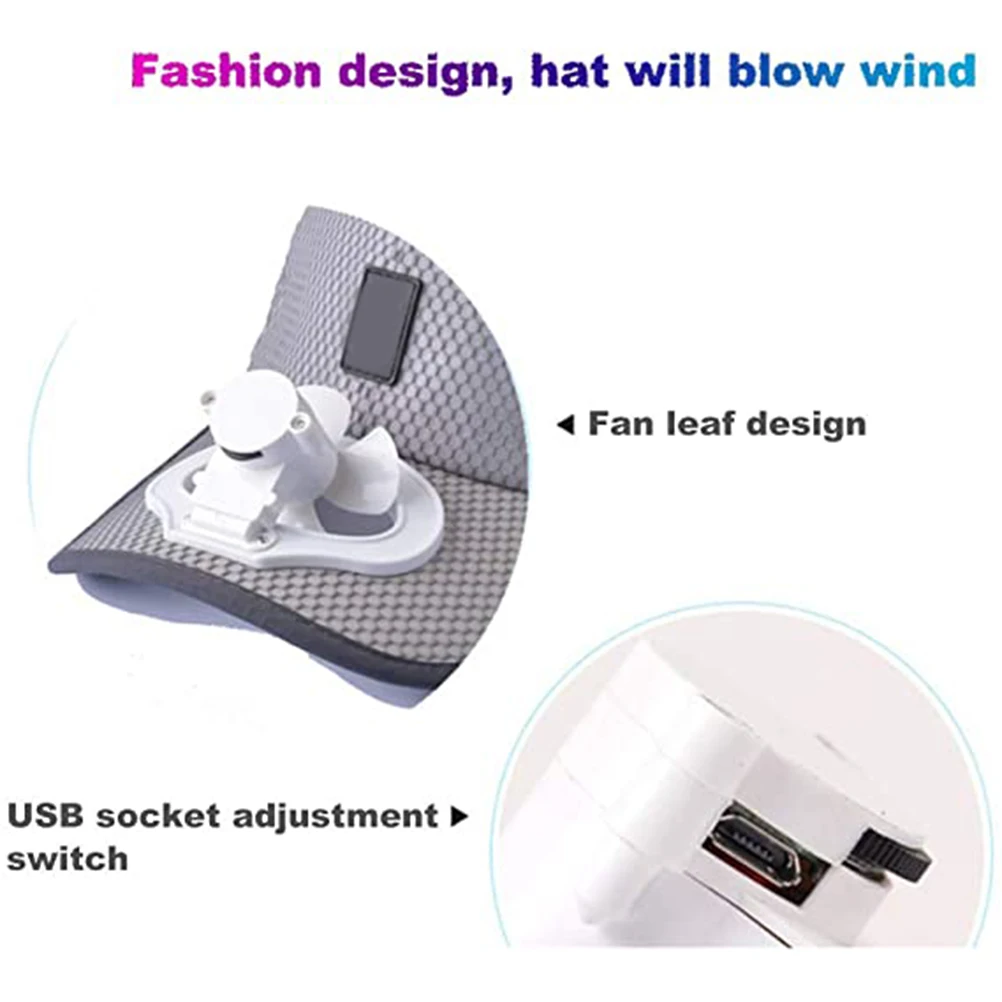 Бейсболка унисекс с зарядкой через USB Регулируемая Кепка мини вентилятором
