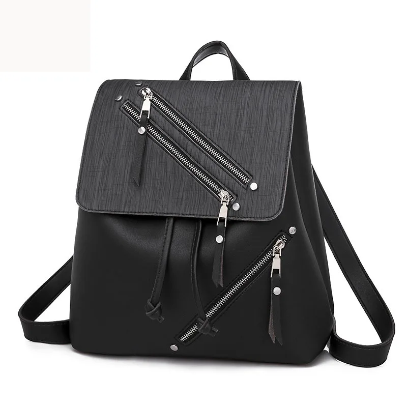 

Fashion Pu Leather Multi-zip Clamshell Women Backpacks High Quality Soft School Bags High Capacity Designer Travel Bags