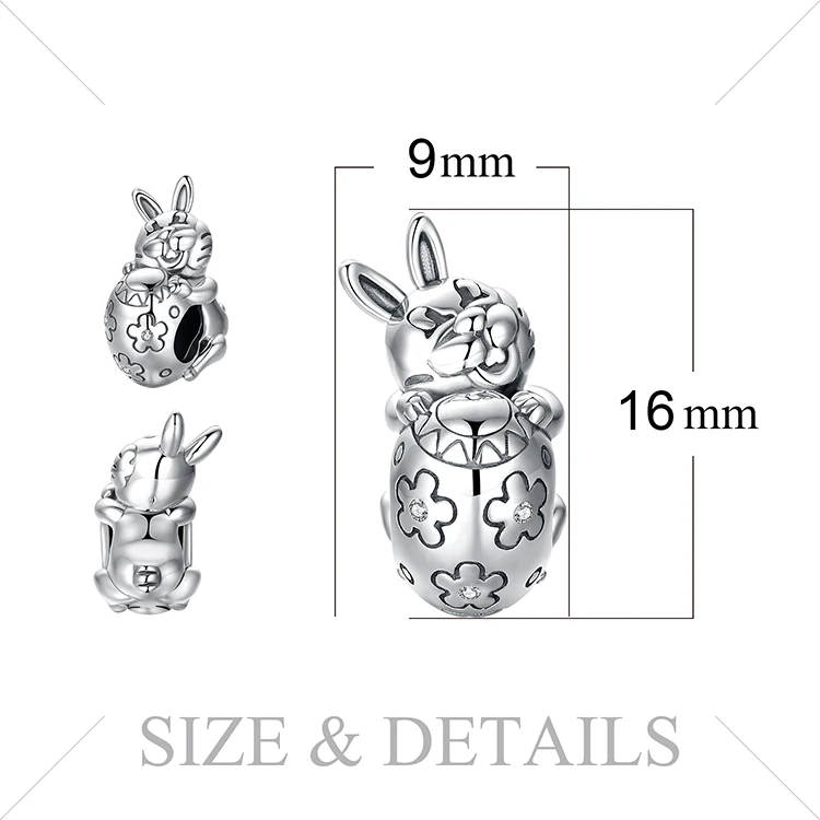 JewelryPalace 925 пробы серебро Пасхальный день яйцо кролик Шарм Бусины Fit Браслеты Лидер продаж для женщин DIY ювелирные изделия