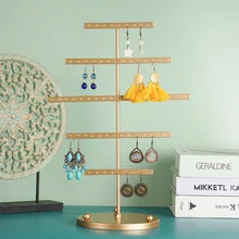 Golden Earring Jewelry Organizer Metal Display Stand Jewelry Storage Holder Store Home Decoration Gifts Hot
