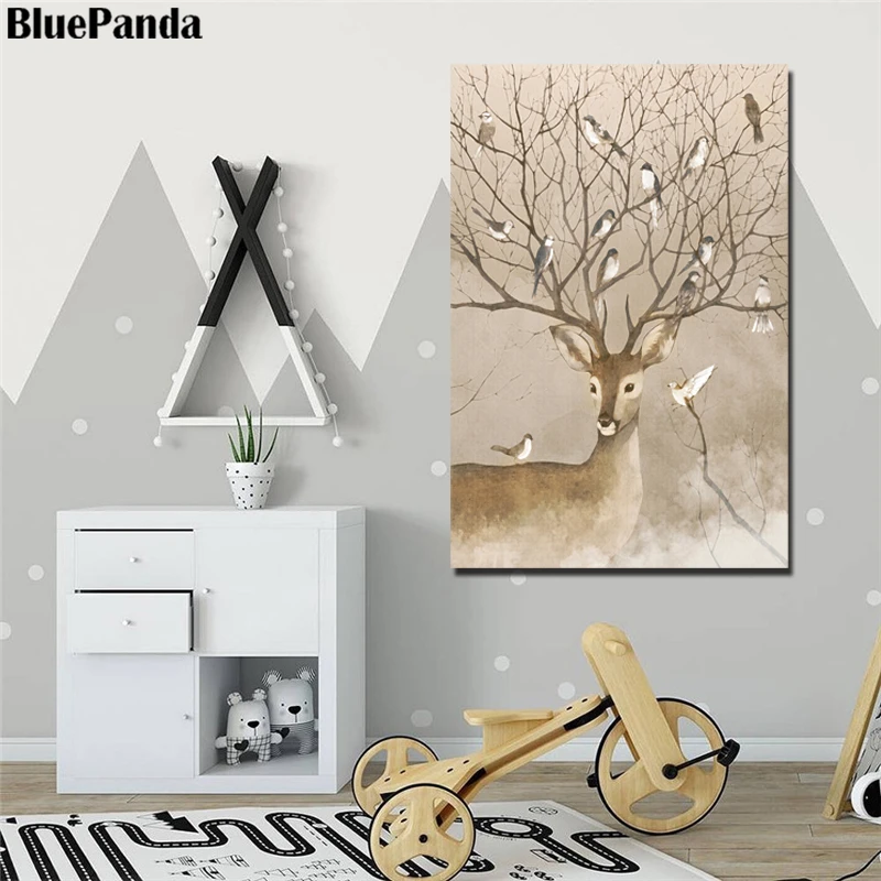 Абстрактный олень Детские Картины настенные художественные принты