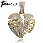 TOPGRILLZ кулон в виде сердца с 4 мм теннисной цепочкой, высококачественное медное позолоченное ожерелье с кубическим цирконием, ювелирные изделия в стиле хип-хоп