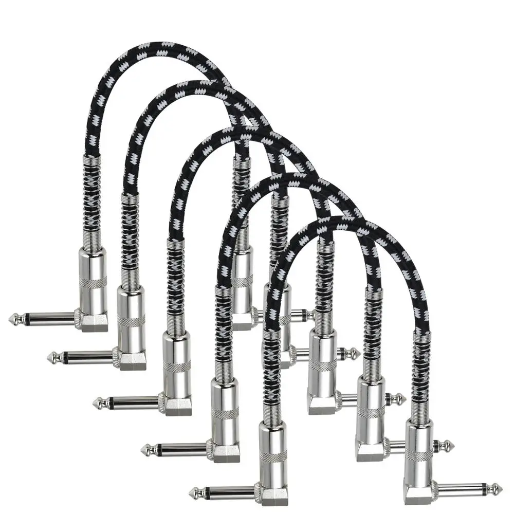 bochara 30cm stoff geflochtene 90 grad 14 jack 65mm zu 65mm ofc audio kabel für effektor elektrische gitarre mischer 5pack free global shippin