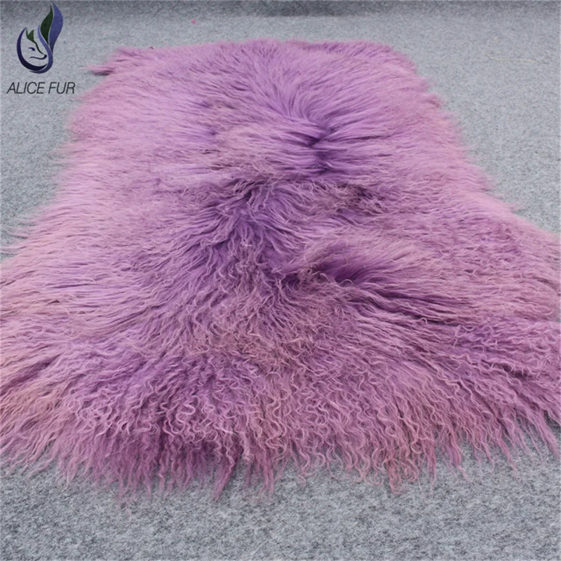 Wholesale Tibetan sheep fur rug Long Hair natural Mongolian Lamb Curly Sheep Fur Plate |