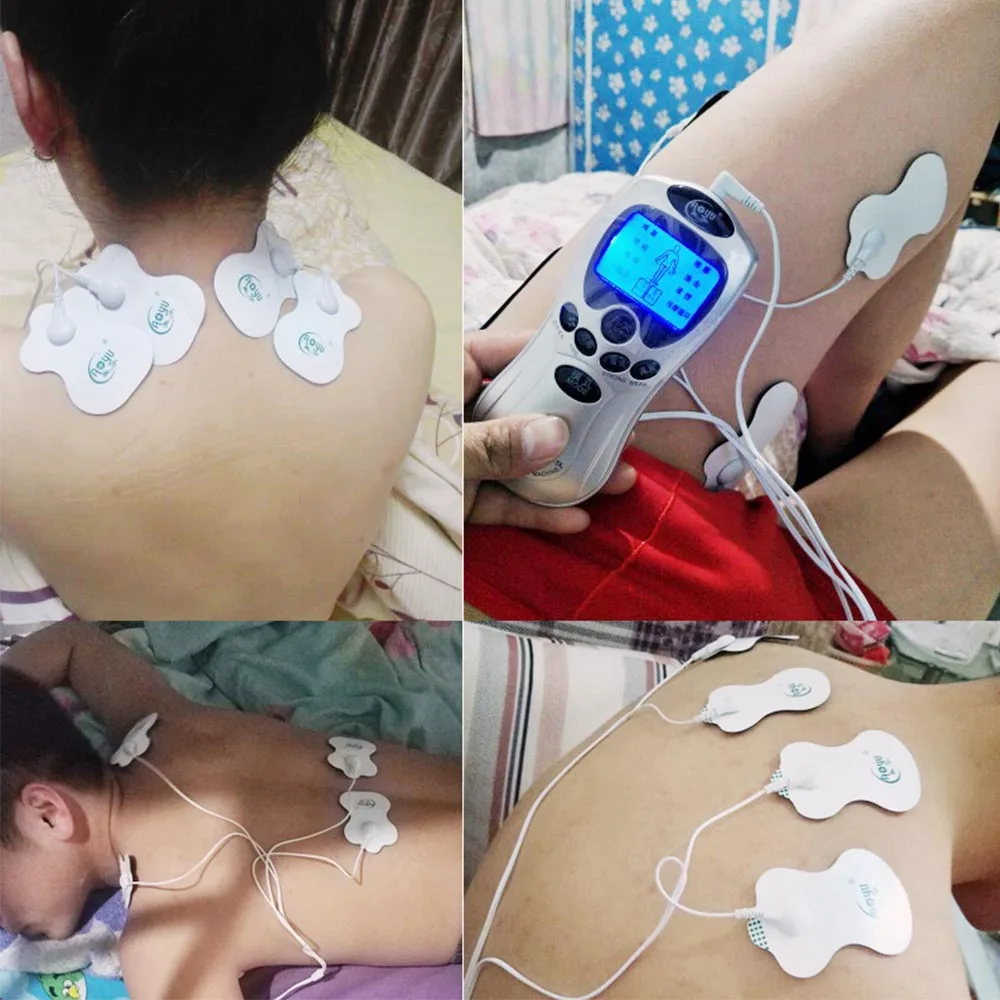 10 шт белые электродные подушечки для электрической акупунктуры, цифровая терапевтическая машина для похудения, Электрический массажер для тела, частота