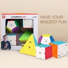 Набор скоростных кубиков Qiyi Mofang 2x2 3x3 4x4 5x5, Магический кубик Mofangge, пирамида с косым узором Megaminx SQ1, упаковочные Обучающие игрушки, 4 шт.