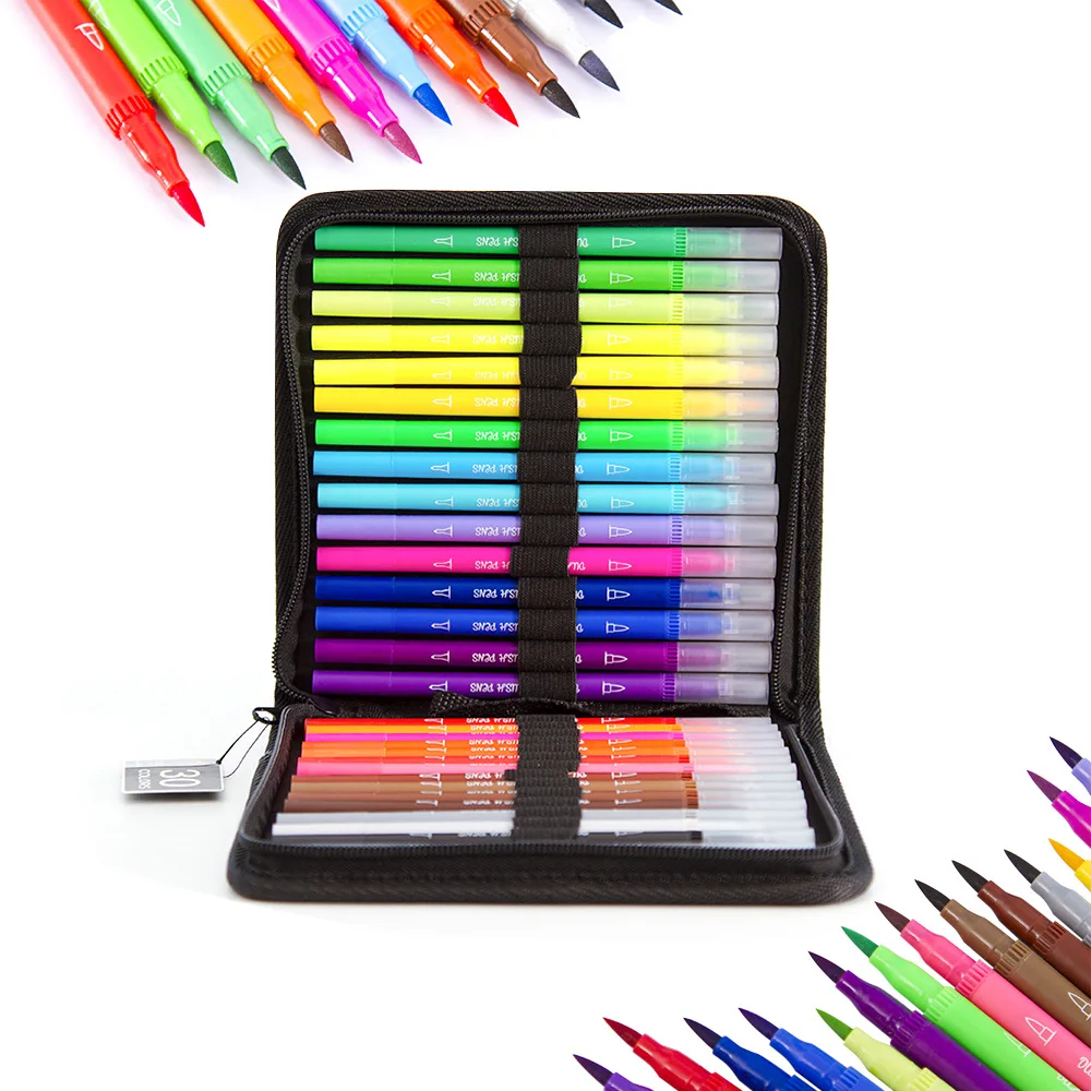 30 шт. цветные ручки с Оксфордской сумкой консилер и кисть двумя наконечниками