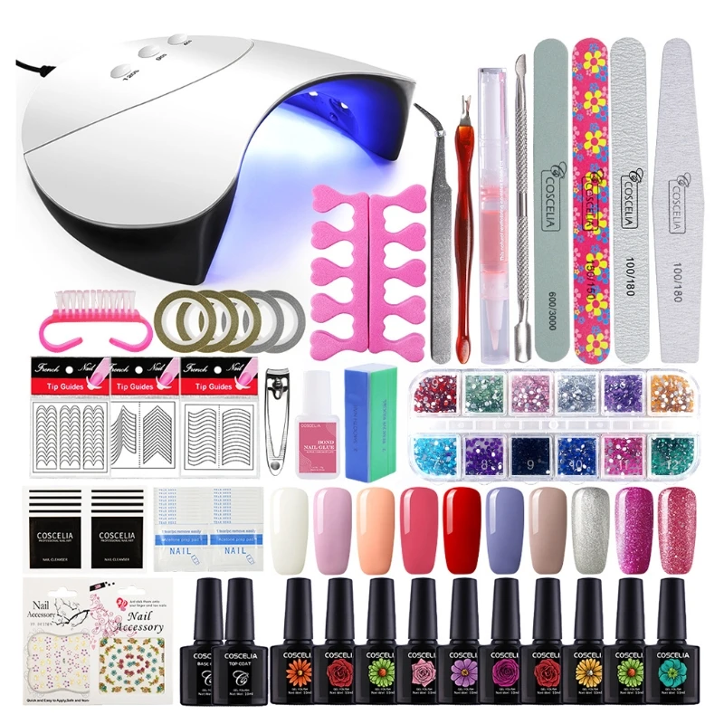 

Gel Nail Polish Kit with UV Light 60S 90S 120S Timer Setting Nail Lamp Long Lasting Manicure Professional Nails Art Tools Access