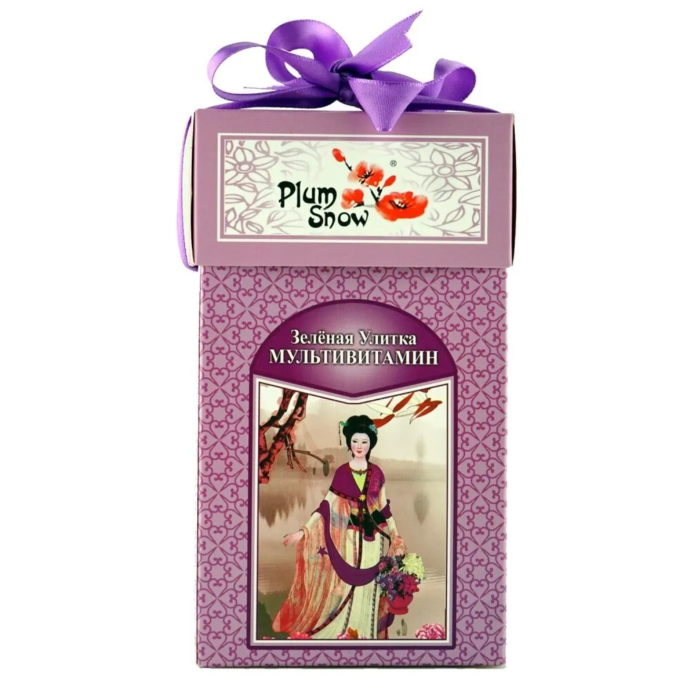 Чай Plum Snow &quotЗелёная Улитка Мультивитамин&quot зелёный листовой с добавками 100 гр| |