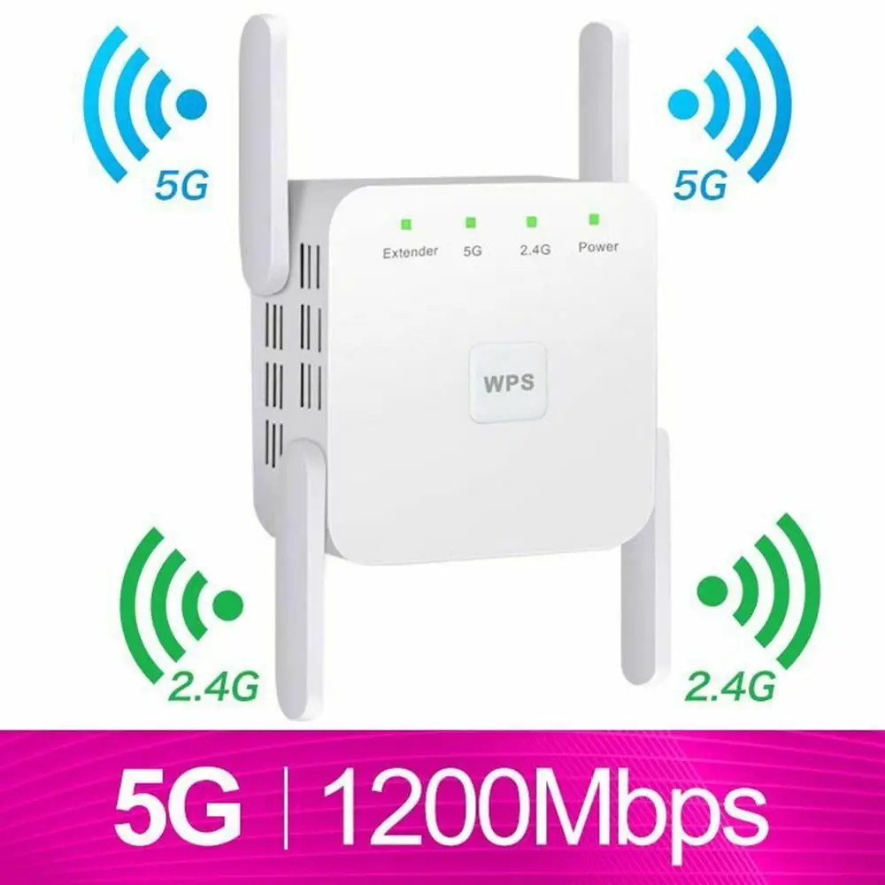 

Home WiFi Repeater 2.4GHz/5GHz Four-Antenna Access Point RJ45 Interface WiFi Range Extender Signal Booster