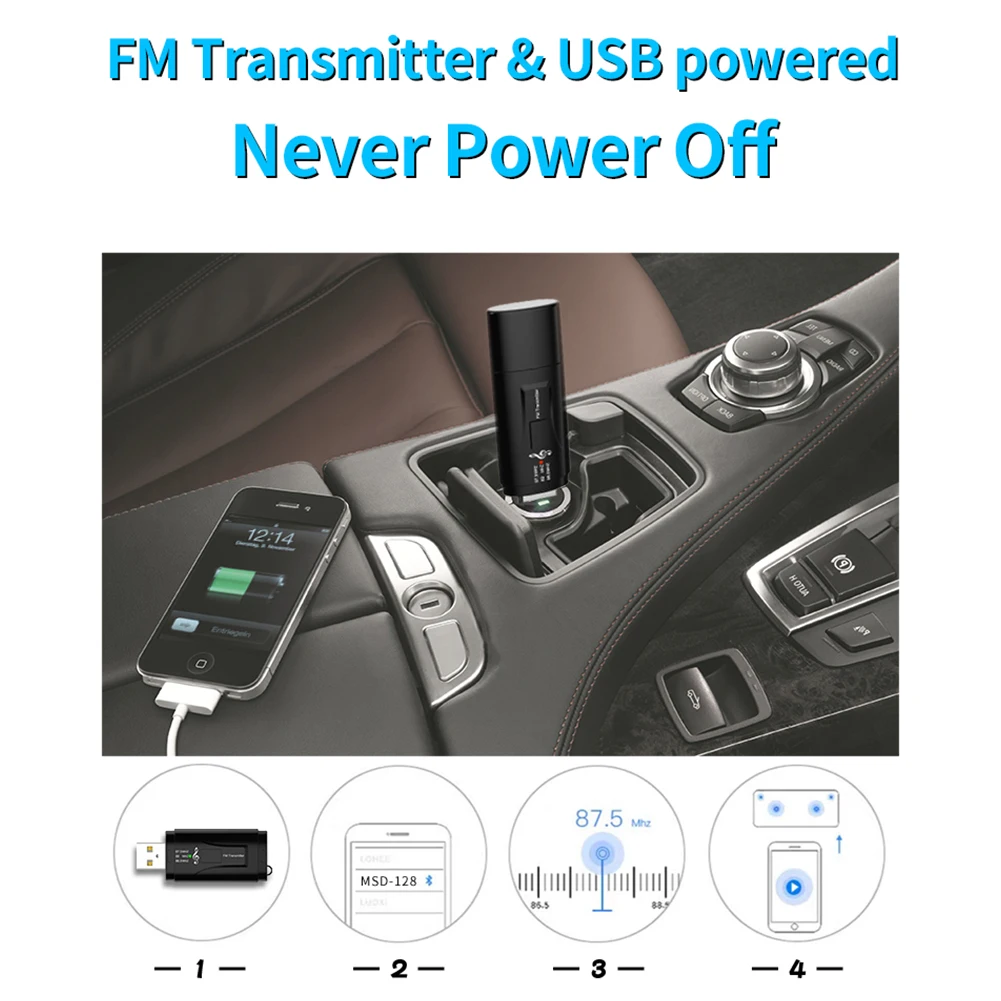 2 в 1 FM-передатчик автомобильный Bluetooth-совместимый приемник 5 0 USB FM-модулятор 3 мм AUX