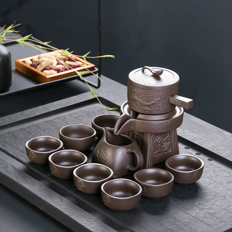 Zisha Автоматическая каменная мельница чайный набор кунг-фу керамический домашний