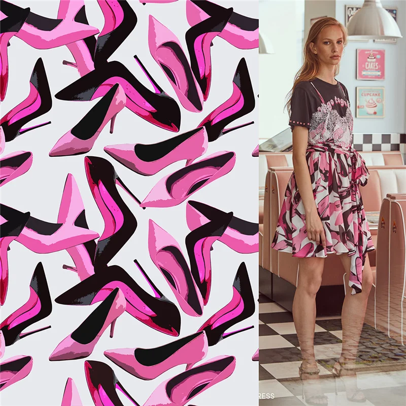 

Дизайнерская модная одежда из 100% хлопка, ткань на высоком каблуке с узором, летняя тонкая секция из чистого хлопка, Экологически чистая детс...