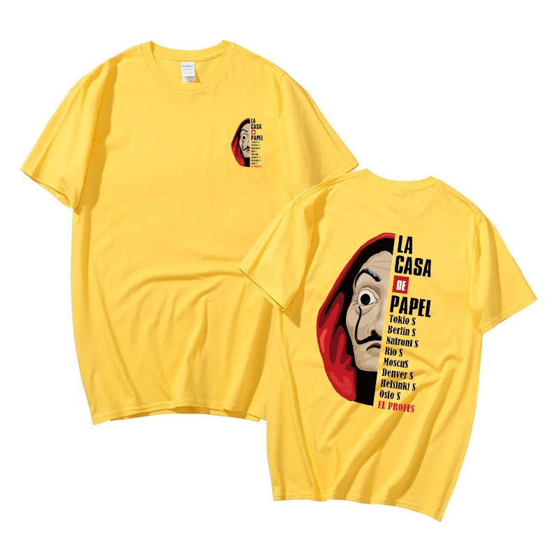 Футболка с короткими рукавами для мужчин брендовая одежда принтом Дом Paper Money Heist