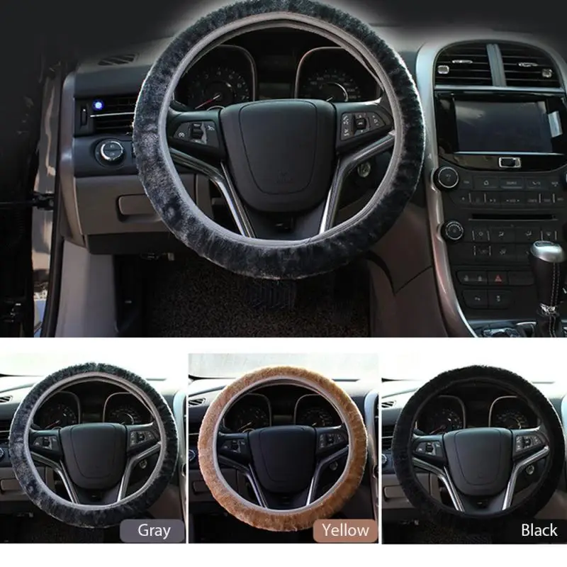 

Universal Soft Warm Short Plush Covers Car Steering Wheel Cover Auto Decoration Winter Steering Covers Car Interior Accessories