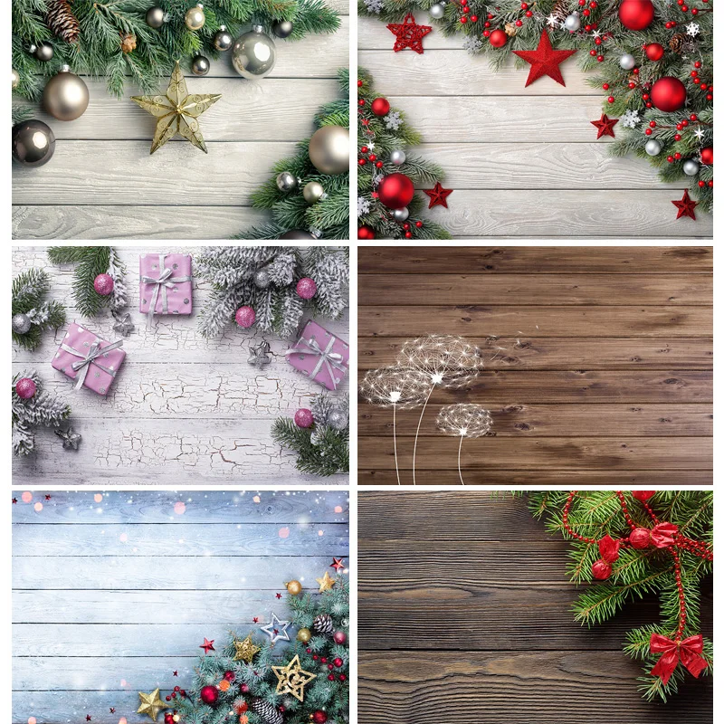 

SHENGYONGBAO Vinyl Custom Photography Backdrops Prop Christmas Flower Wooden Planks Theme Photography Background 200901MB-02