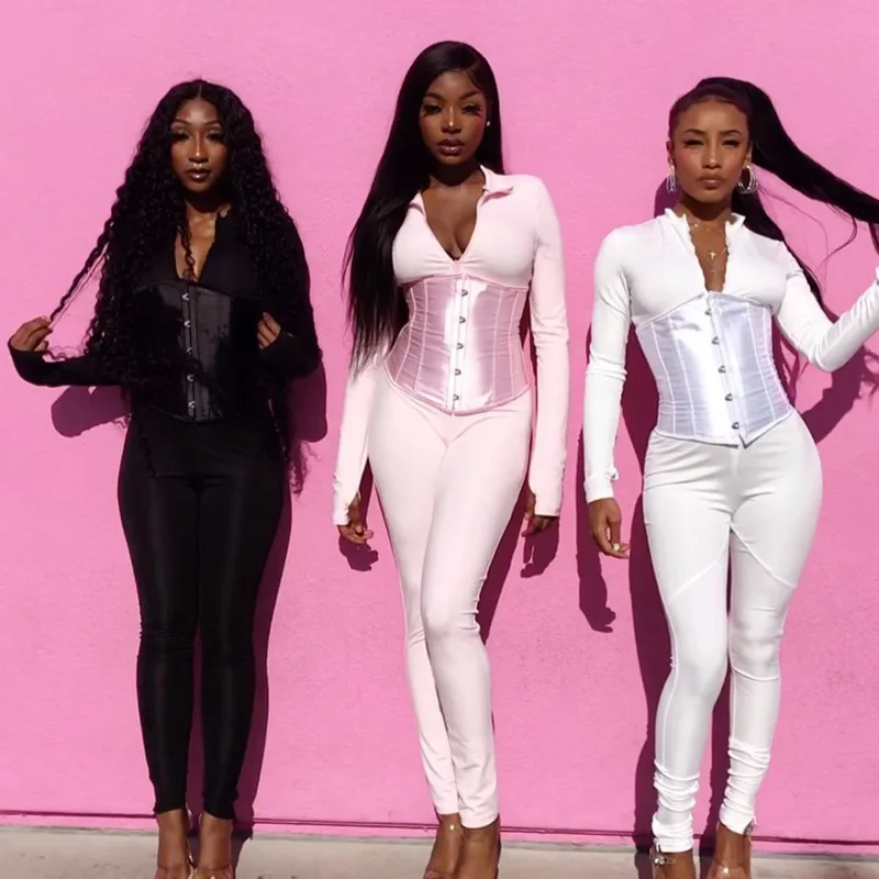 Waist Cover Front Zipper Jumpsuit Women's Autumn Slim Waist Ladies Jumpsuits Bodysuit Streetwear Sexy Romper Women