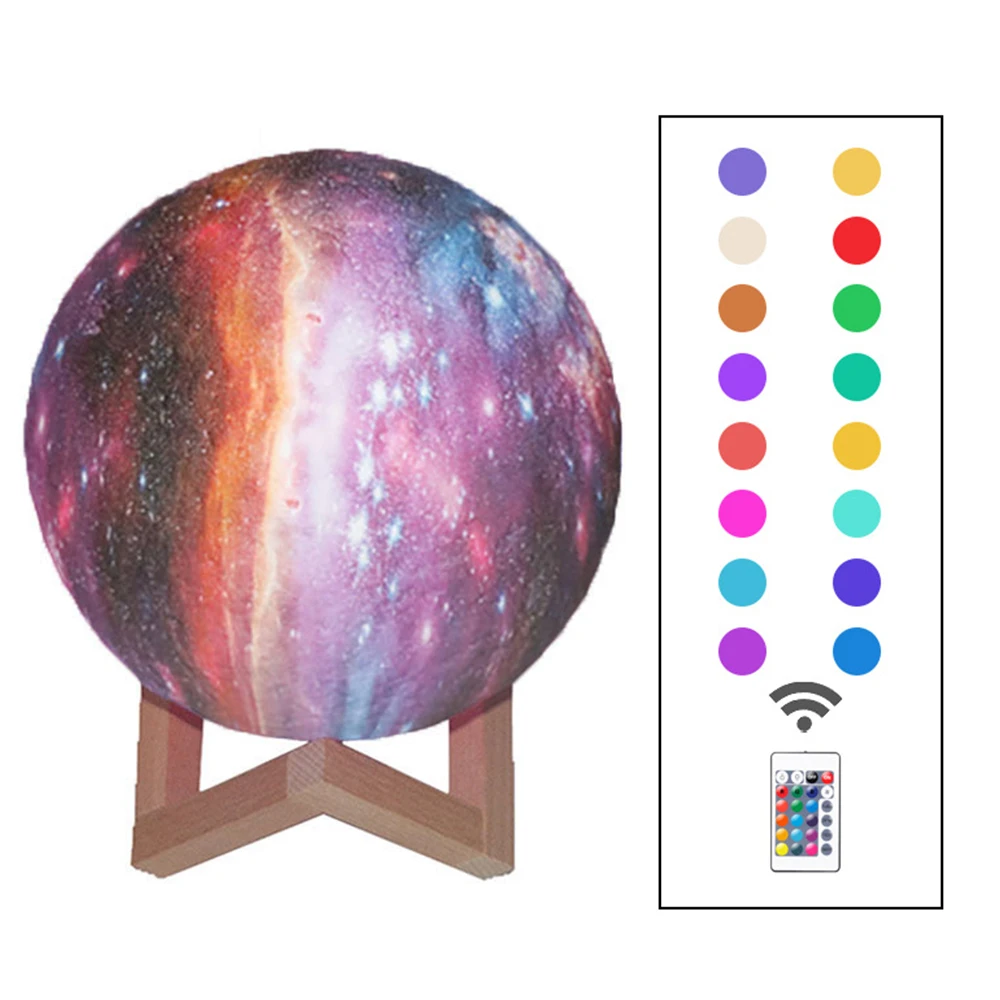 3D принт с изображением Луны и звезд лампы дистанционного Управление 16 Цвет