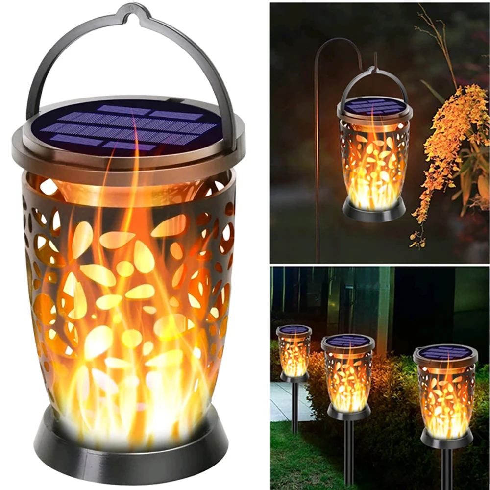 

Solar Flame Lamp Cell Powered 96 LED Light Control Induction Outdoor Garden Lawn Lantern Landscape Decoration IP65 Waterproof