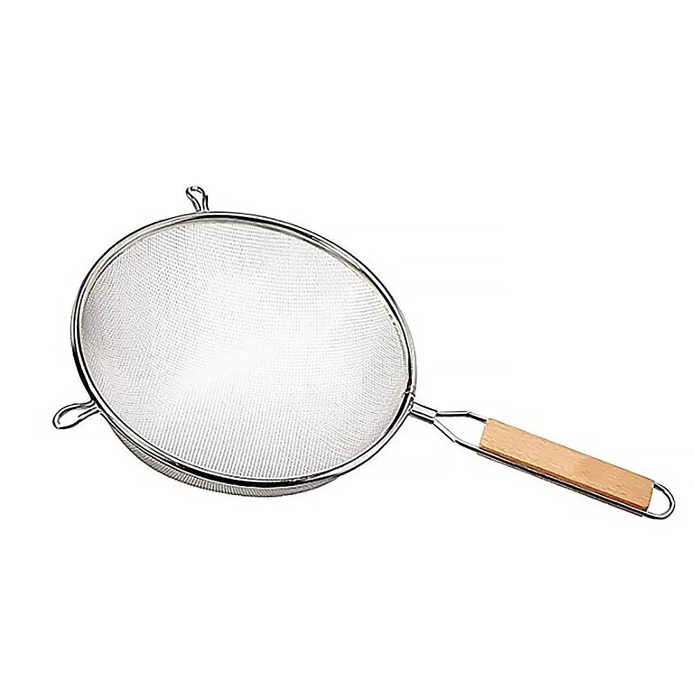 as picture 14cm 14/20 см мелкоячеистое сито для пищевых продуктов 304 Нержавеющая сталь Дуршлаг-сито с деревянной ручкой для картофеля фри сока риса овощи фрукты соевого молока - Color: as picture 14cm