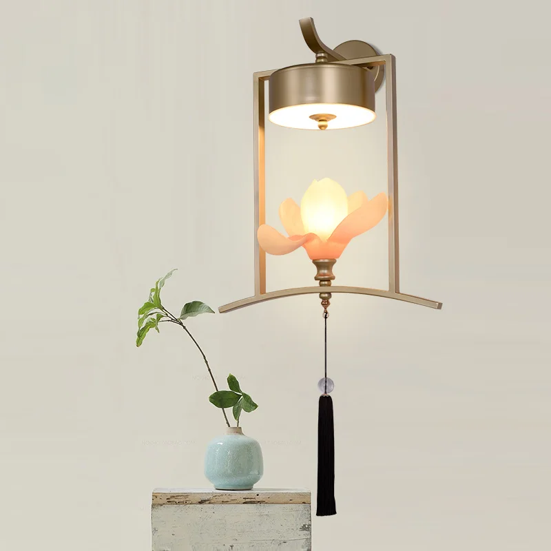 

Настенный светильник с дистанционным управлением для лестницы, лампа в китайском стиле для прикроватного столика, спальни, коридора, LB030304