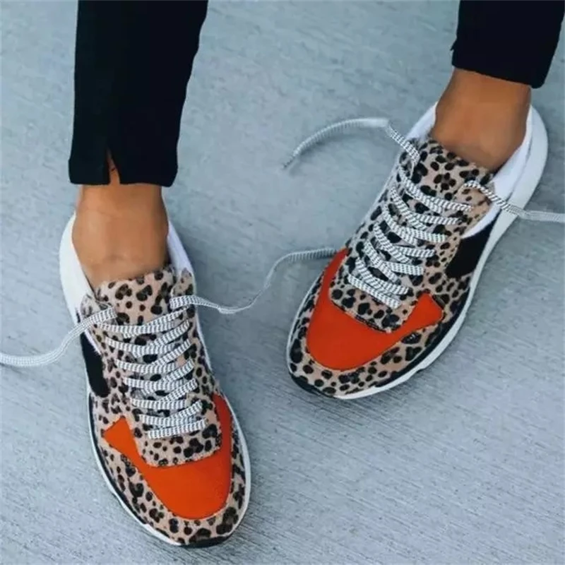

Sneakers Women 2021 Casual Walking Comfortable Sneakers Breathable Flat Shoes Plus Size Leopard Shoes Sport Women