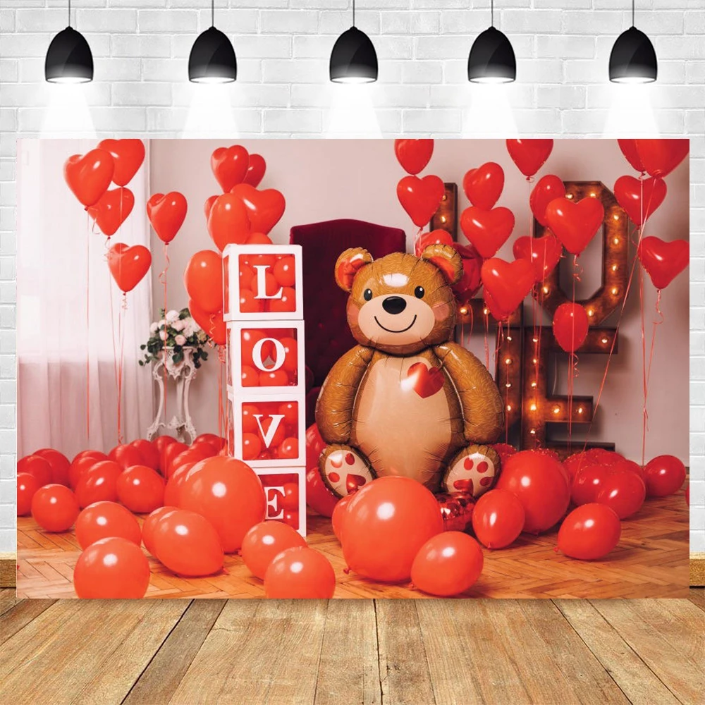 

Фон для фотосъемки с изображением медведя розы на День святого Валентина